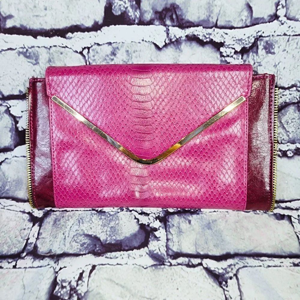 Urban Expressions snakeskin pink purple clutch shoulder bag